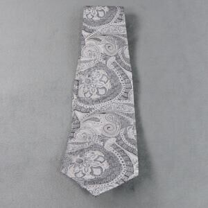Giorgio Valentini 100% Silk Men’s Tie Gray & Silver Paisley Pattern Elegant